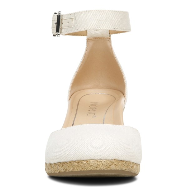 Vionic Sandals Ireland - Amy Wedge Sandal Cream - Womens Shoes Sale | XOWPS-5029